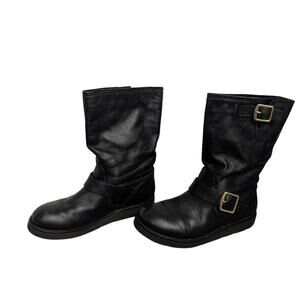 Coach Kenna Moto Boots Womens 7B Black Pull On Lightweight Grunge Y2K Leather